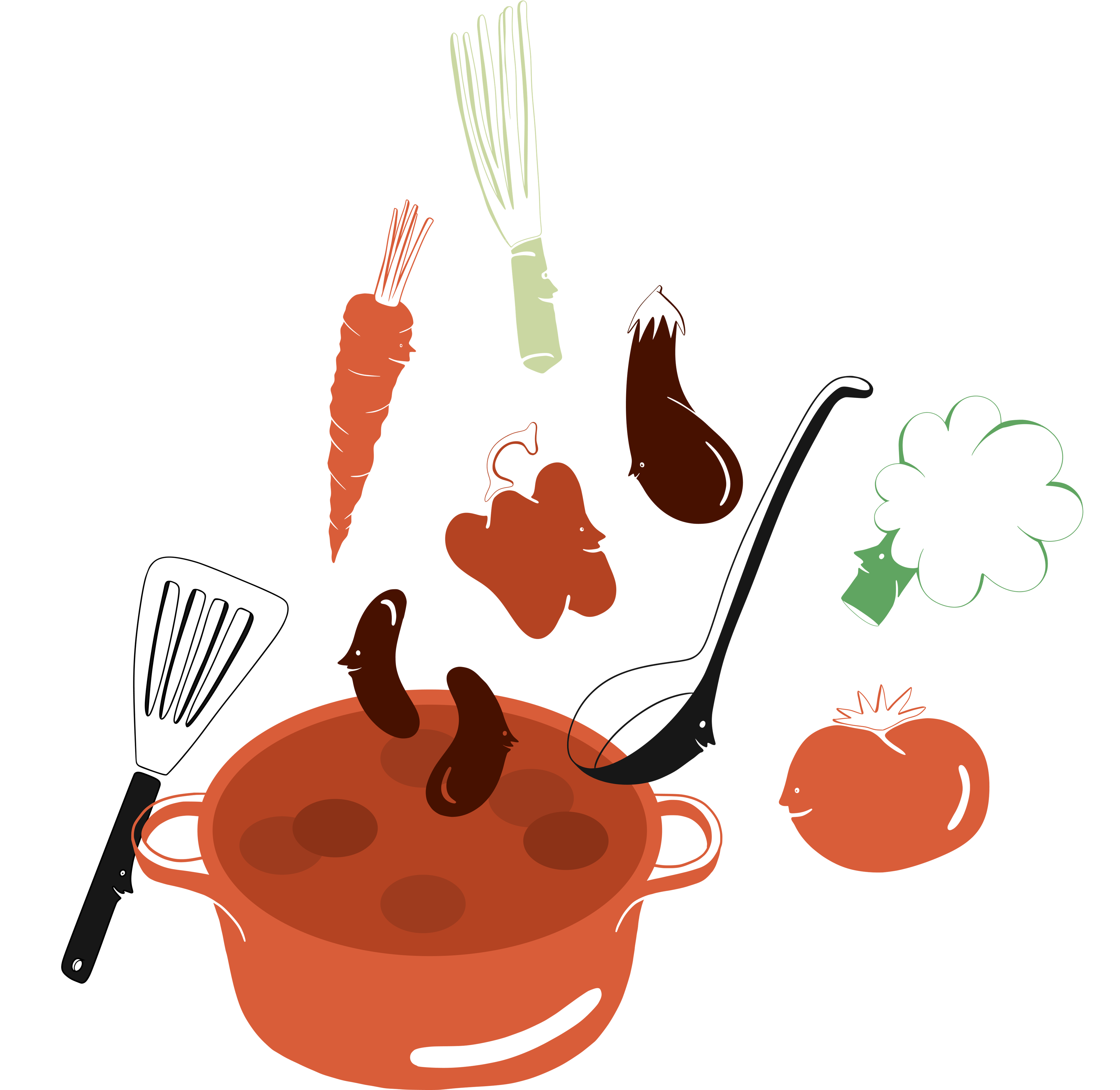 Illustratie van groentes in een pan